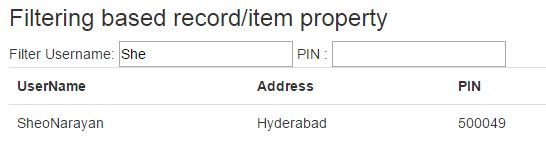 Object property filter