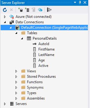 Single Page Application demo database structure