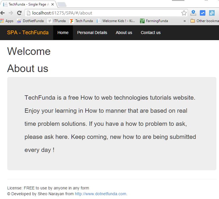 Single Page Application about
