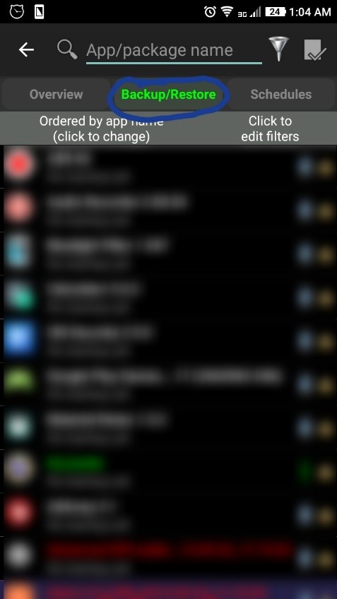 Titanium Backup Opening Screen