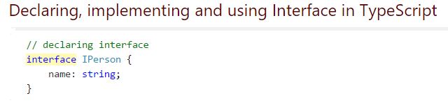 Declaring, implementing and using Interface in TypeScript