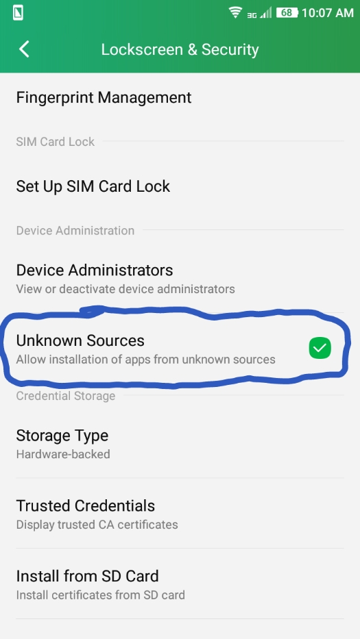 Security setting