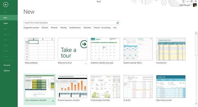 MS Excel new menu