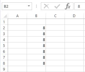 filled in range in ms excel