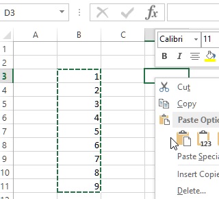 copy and paste range of cells