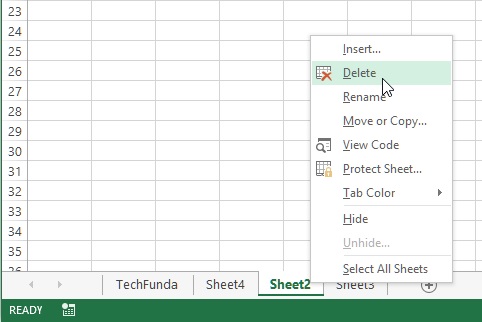 delete a worksheet in excel