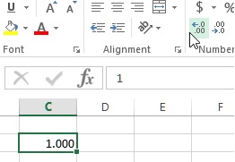 increase decimal icon in excel