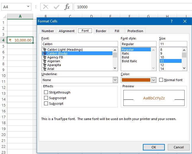 format cells font formatting in excel