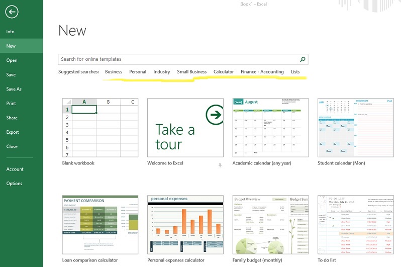 MS Excel template