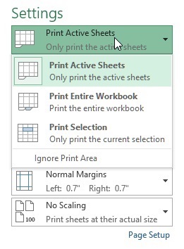 Print sheet in excel
