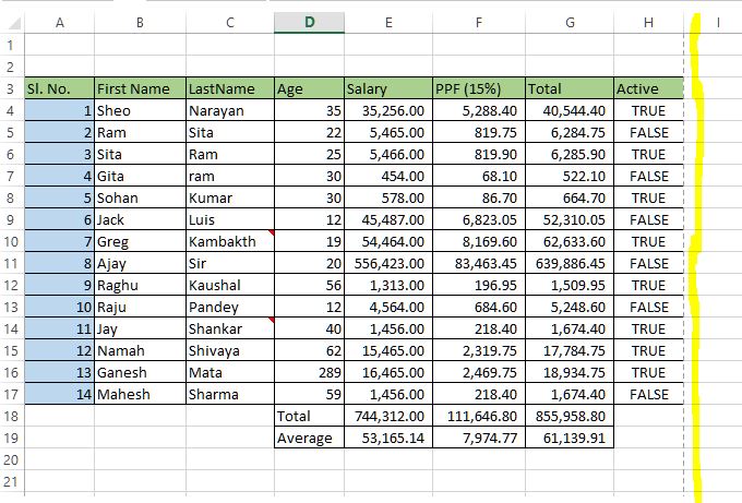 print area notification in excel