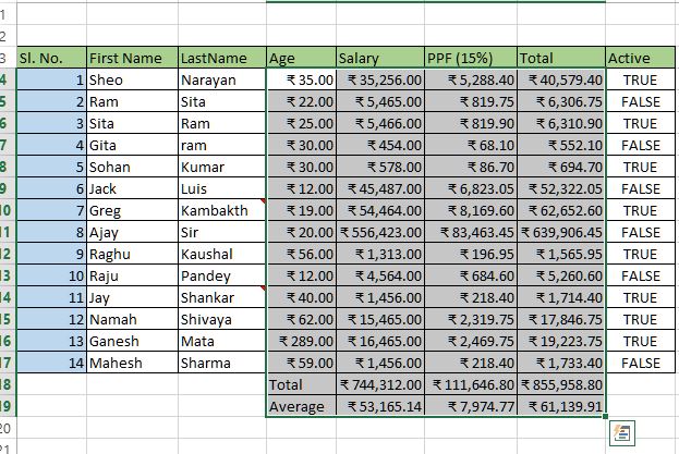 Currency symbol applied in excel