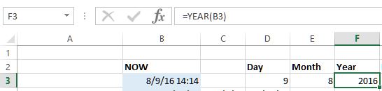 year function in excel
