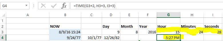 Time function in Excel