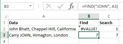 FIND function in Excel