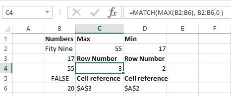 MATCH function in Excel