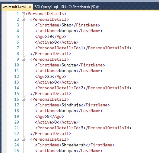 Sql server generated xml file