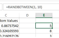 RANDBETWEEN function in Excel