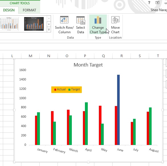 Change chart in Excel