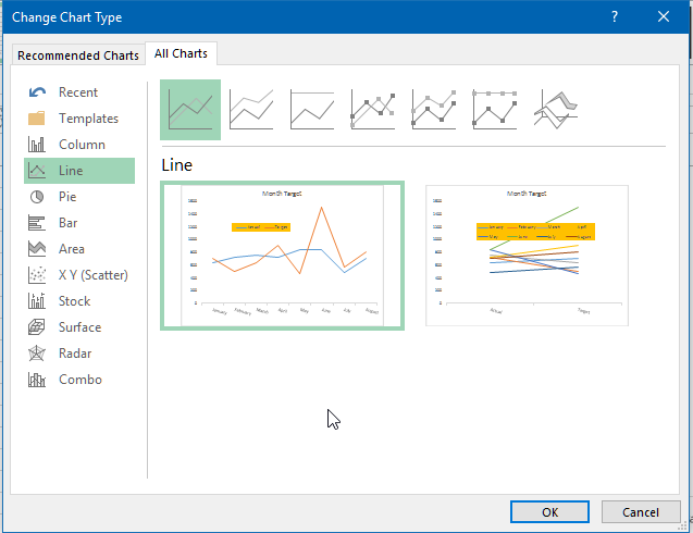 Change chart type in MS Excel