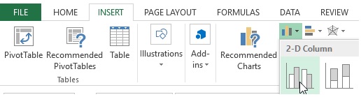 Insert clustered column chart