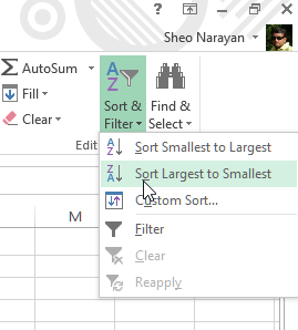 Sorting in Excel