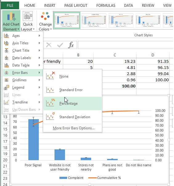 Add error bar to chart in Excel